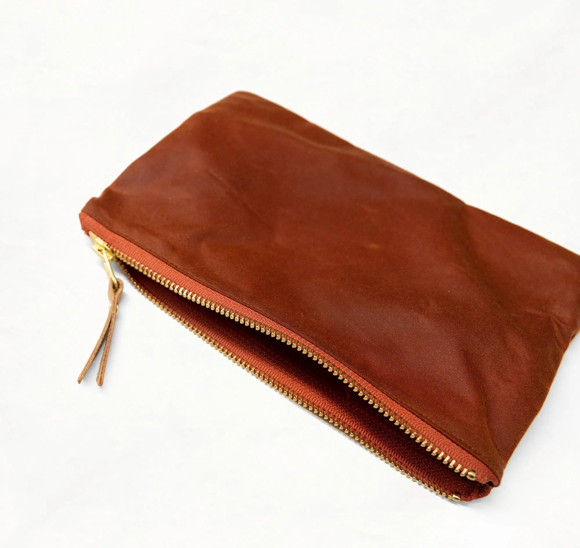 Zipper Pouch  - Chestnut Leather   Hardware Kit