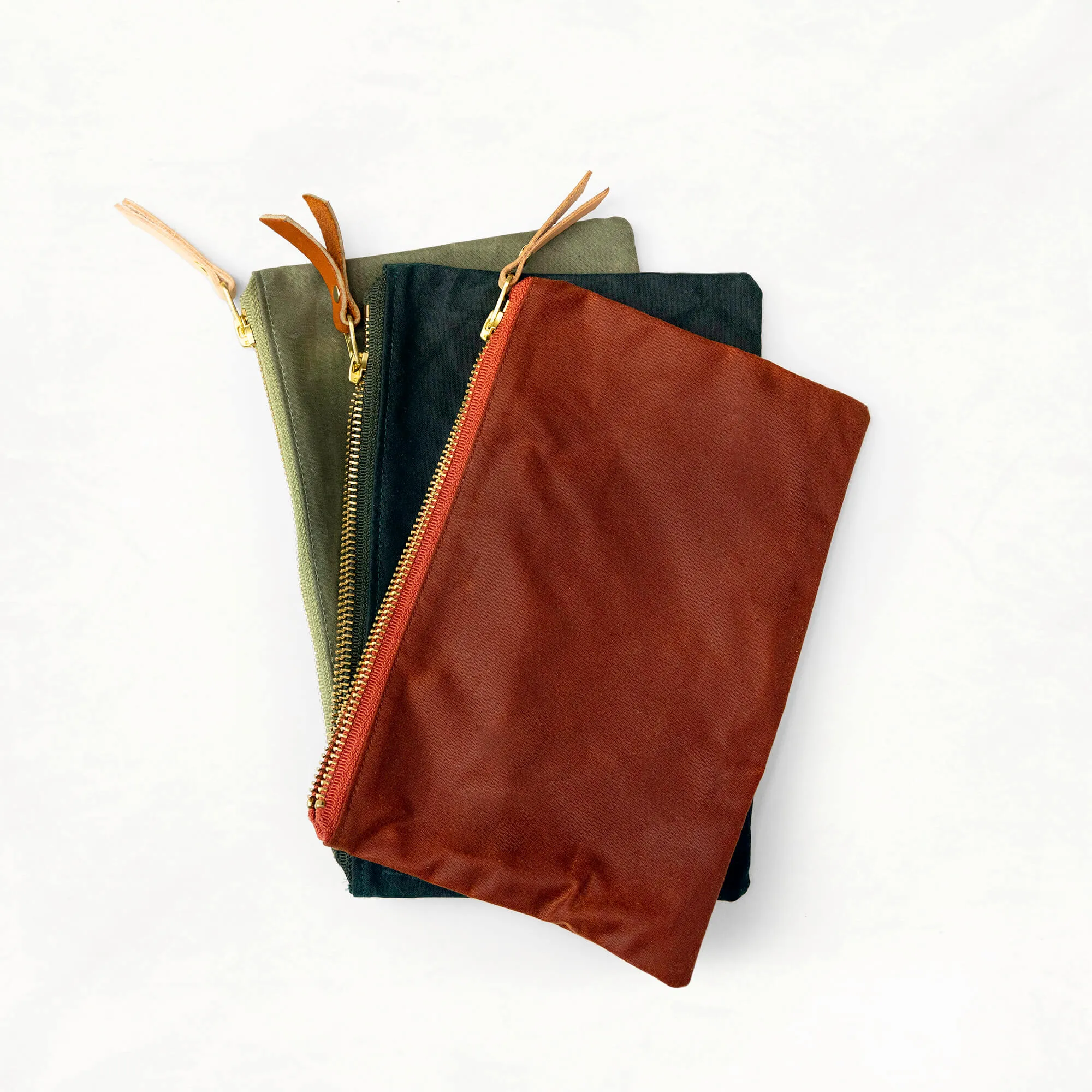 Zipper Pouch  - Chestnut Leather   Hardware Kit